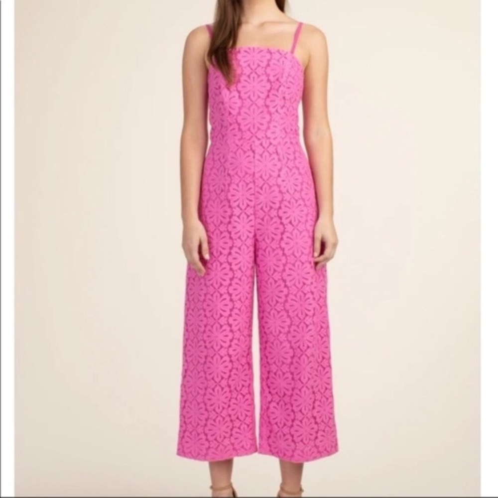 Trina Turk Lily Jumpsuit pink lace sz 6